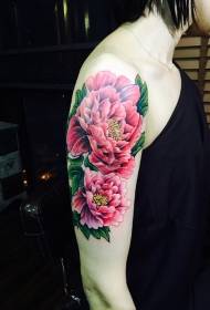 ດອກໄມ້ King peony ໄດ້ແຕ້ມຮູບແບບ tattoo ໃນດອກສີແດງ