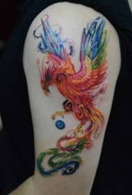 Phoenix pintado padrão de tatuagem com os braços voando no céu