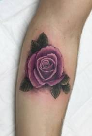 Ramię piękny fioletowy wzór róży kreatywny tatuaż