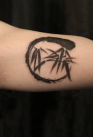 Arm inkt, wind, bamboe, zwart tattoo patroon