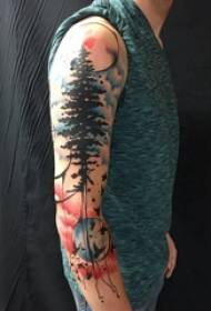 Armët e pikturuara tatuazh elemente gjeometrike tatuazh hëna tatuazh dhe tatuazh pemë tatuazh bimore
