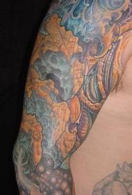 Farverigt mekanisk tatoveringsmønster på armen
