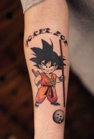 Arm teiknimynd dreki boltinn lítill sætur apa Goku húðflúr mynstur