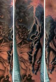 Utroligt sort-hvidt demonmonsterarm tatoveringsmønster