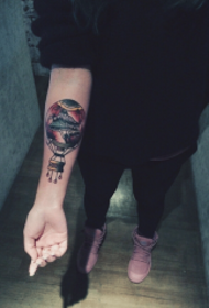 Girl Arms Watercolor European and American Style Hot Air Balloon Tattoo Pattern