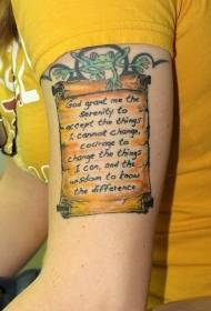 Colored English inscription design arm tattoo pattern