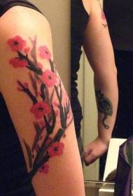 Ramos de Sakura colorido padrão de tatuagem de braço grande