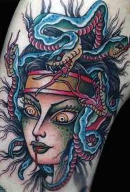 Arm pelottava monivärinen paha Medusa tatuointi malli