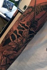 Pola tato dewa ireng Yunani kanthi desain lengen sing sederhana
