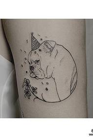 Patrón de tatuaxe de flores de can de debuxos animados de pequeno brazo