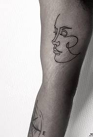 Granda brako simpla linio portreto tatuaje ŝablono