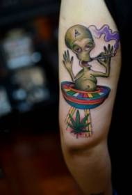 Modello di tatuaggio alternativo di pianta aliena colorata al polso