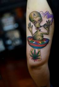 Model de tatuaj alternativ de plante extraterestre colorate la încheietura mâinii