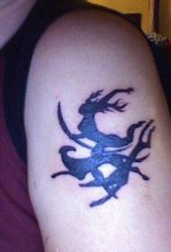 Black deer simple totem arm tattoo pattern