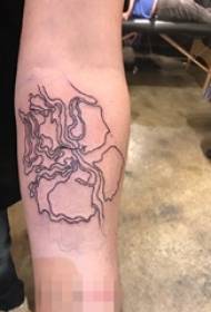 Armas ar ghnéithe geoiméadracha liath agus bán liath-stíl pictiúir simplí de líne tattoo