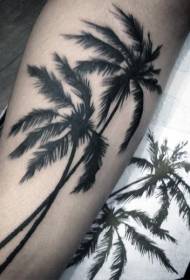 현실적인 검은 야자 나무 팔 문신 패턴