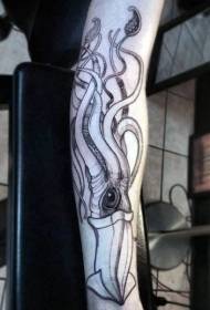 Fantazijski crni uzorak za tetovažu ruku s velikim lignjama