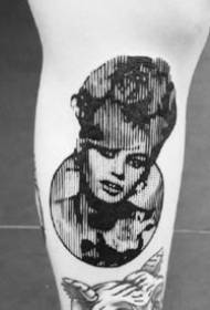 Tatuaggio tatuaggio 9 set di immagini di tatuaggio ritratto nero e grigio