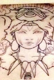 Girl character tattoo pattern na batang babae sa ilalim ng pattern ng tattoo ng batang babae