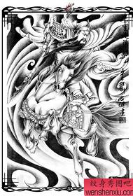 Immagine del modello di tatuaggio del cavallo Guan Gong Ma con la schiena piena (tatuaggio)