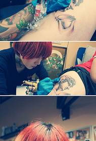 Lepotni umetnik za tetoviranje skicira Dionizijev tattoo prizor