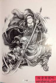 A domineering Guan Gong playing big knife tattoo manuscript