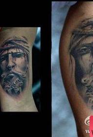 Arm classic one stone sculpture Jesus portrait tattoo pattern