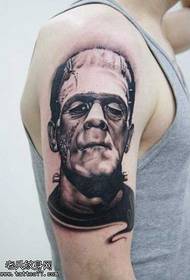 Caj npab dub grey xim cim portrait tattoo qauv