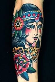 Modello di tatuaggio personaggio femminile Varietà di modello di tatuaggio di linea semplice tatuaggio colore ragazza personaggio