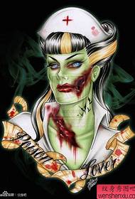 un patrón de tatuaxe de beleza zombie legal