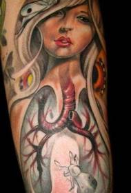 Arm inside girl butterfly tattoo pattern