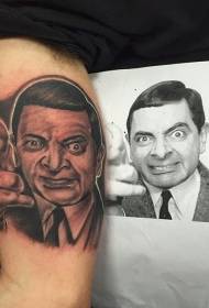 Carrettu ritrattu tatuatu divertente artiste di comedia 憨 bean gentleman pattern tattoo