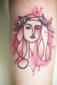 gekarakteriseerde geometriese elemente abstrakte lyne mense portret tattoo patroon