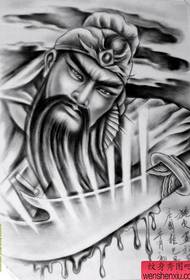 Zwart grijs Guan Gong tattoo-patroon