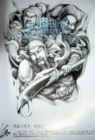 Modello tatuaggio tradizionale cinese: modello tatuaggio Guan Gong modello tatuaggio Guan Ping modello tatuaggio Zhou Cang