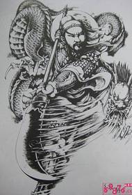 Guan Gong Zhao Yun afọwọkọ aworan afọwọkọ tatuu
