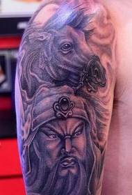 Patrón de tatuaje de Guan Gong: brazo Retrato de Avatar Guan Gong patrón de tatuaje de caballo de coello rojo