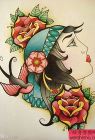 Un modello di tatuaggio classico popolare scuola ragazza