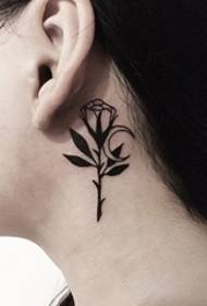 Девојка црно-бела једноставна шема тетоваже линије