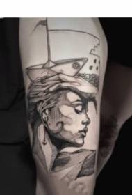 Yakasikwa yemhando point line dhizaini tattoo kubva kuFrance mhizha