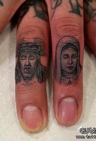 Pirkstu mazs klasisks Jēzus portreta tetovējuma raksts