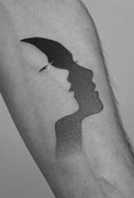 10 leideanna cruaiche dubh agus bán eilimintí geoiméadracha ainmhí agus carachtar patrún tattoo portráid Daquan