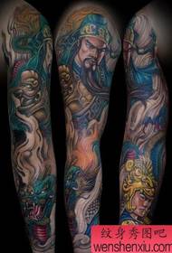 Modello di tatuaggio di Guan Gong: braccio di fiori Guan Gong Zhao Yun Zhao Zi modello di tatuaggio lungo lungo