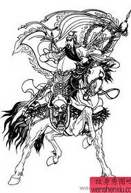 Guan Gong Tattoo Pattern: Cut Line Guan Gong Tattoo ስርዓተ-ጥለት ስዕል