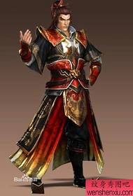 Vychutnajte si skupinu troch národných charakterov tetovania Sun Quan