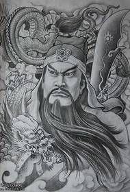 Rankraščio „Guan Gong“ nepaklūstantis tatuiruotės modelis
