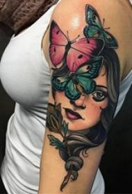Mtindo wa mhusika wa mtindo wa tattoo aina ya muundo rahisi wa rangi ya tatoo la kike