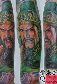 Lalaki braso cool na kulay Guan Gong tattoo pattern