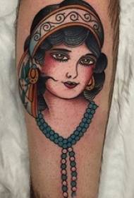 Patrón de tatuaje de personaje de niña variedad de patrón de tatuaje de personaje de boceto de tatuaje de línea simple