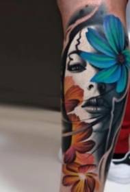 Figura realista de tatuagem de figura realista europeia e americana com haste de braço de saco